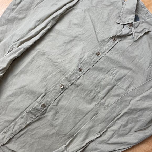 Vintage Post WWII USN Medium Solid Beige Long Sleeve Full Button Collared Shirt - Picture 3 of 10